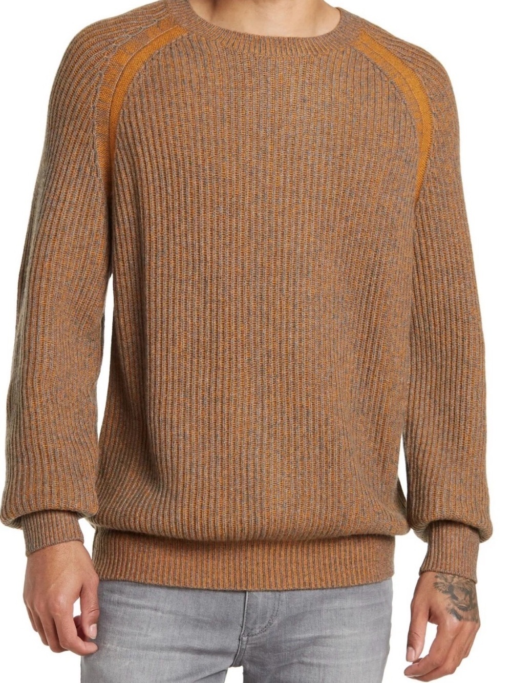 RAFFI Wool Cashmere Blend Sweater Men's Size XXL MSRP $285 Mustard Tan